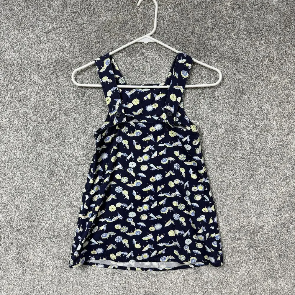 Vintage Y2K Gymboree Jumper Dress Girls 6 Blue Umbrella Rainy Day Preppy Kidcore